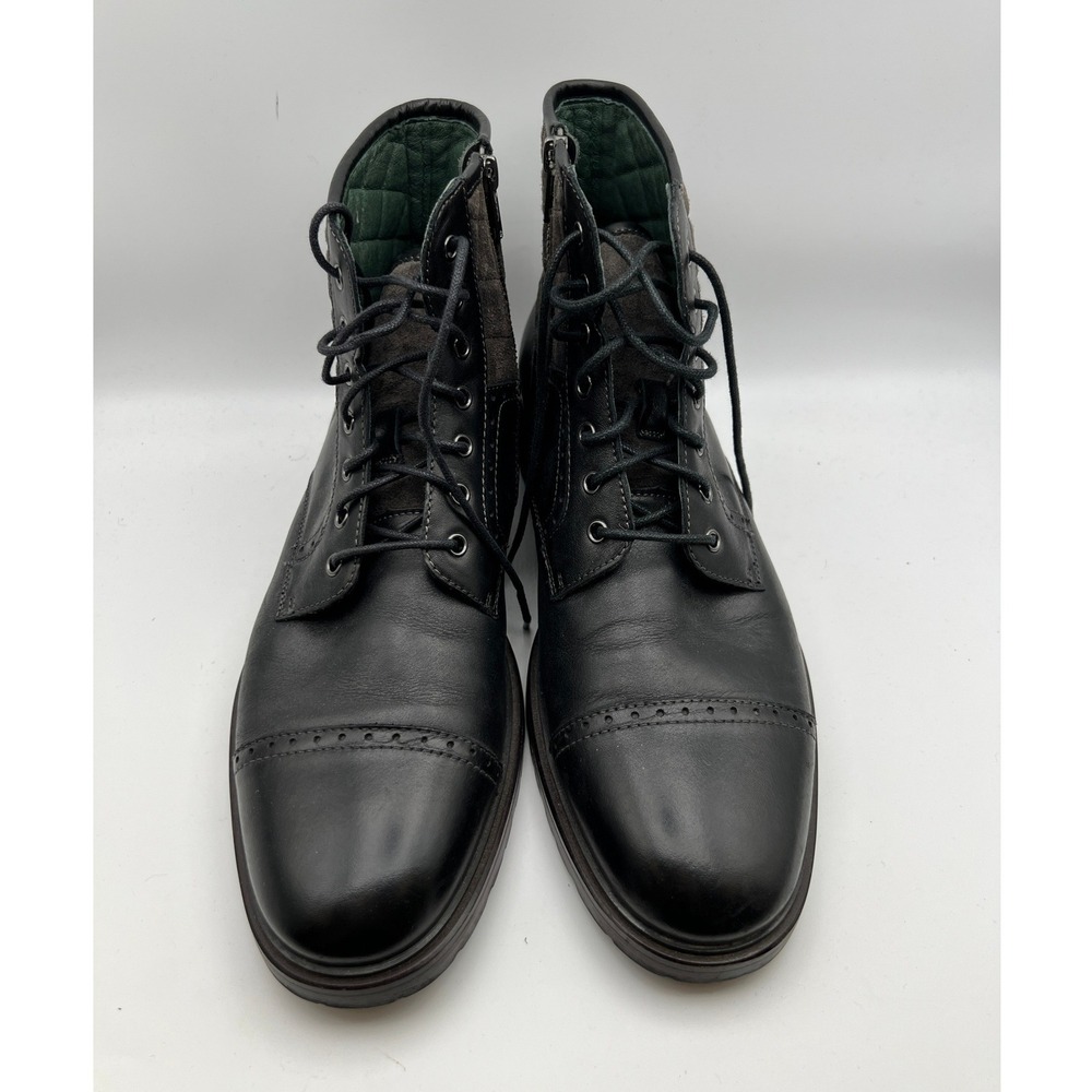 Johnston & Murphy J&M 1850 Black Leather Cap Toe Lace Up Boots Mens Size 13 M